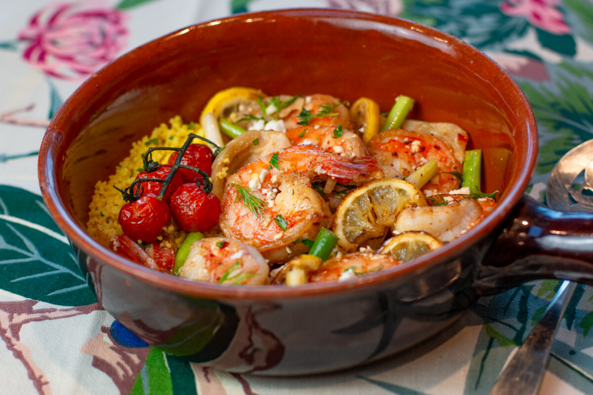 Speedy Greek Sautéed Shrimp with Fennel, Herbs & Ouzo