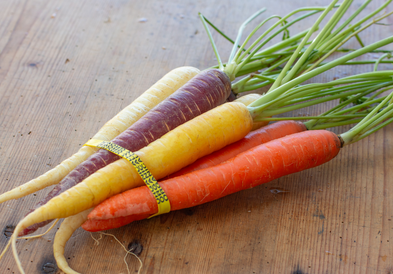 Moroccan Roasted Rainbow Carrots with Harissa Vinaigrette