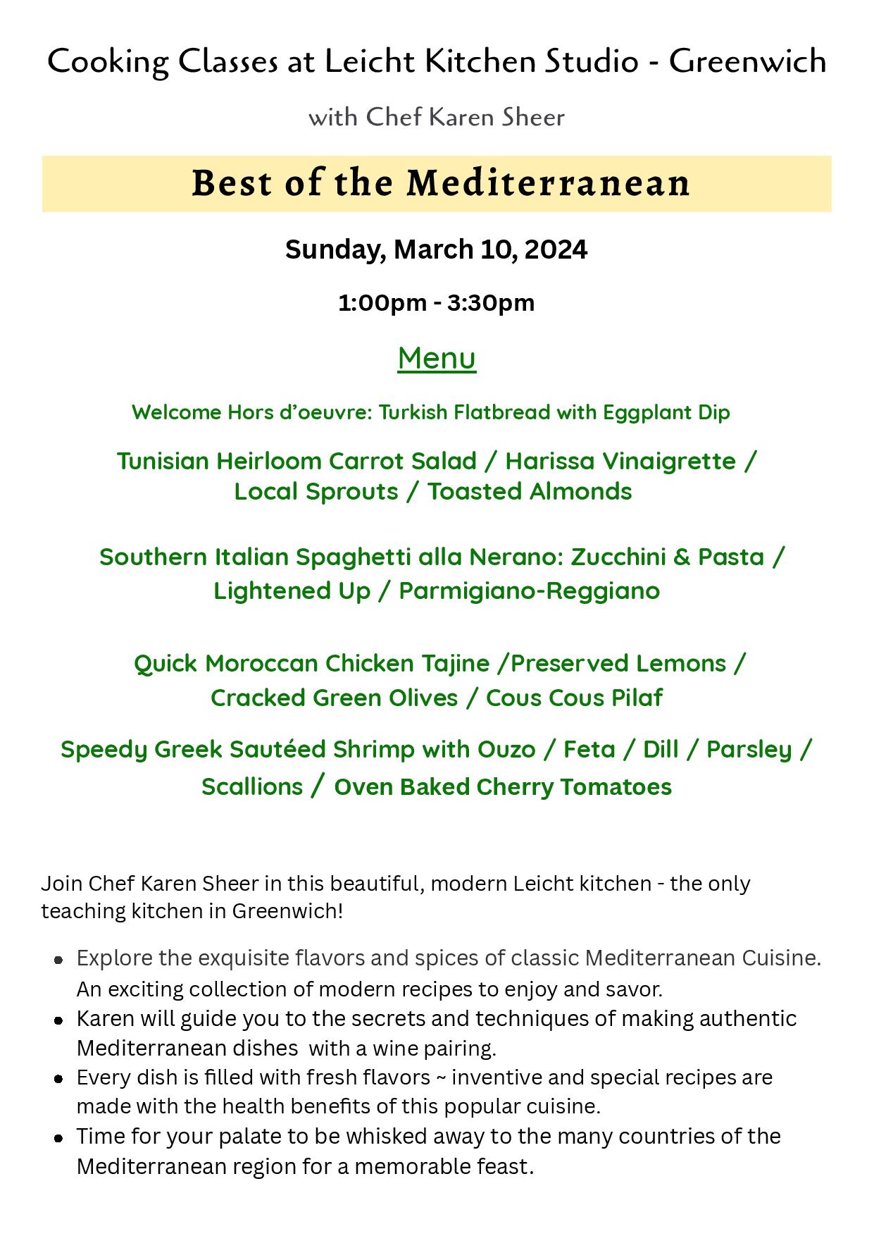 Greenwich Cooking Class "Best Of Mediterranean" -Leicht, March 10, 2024