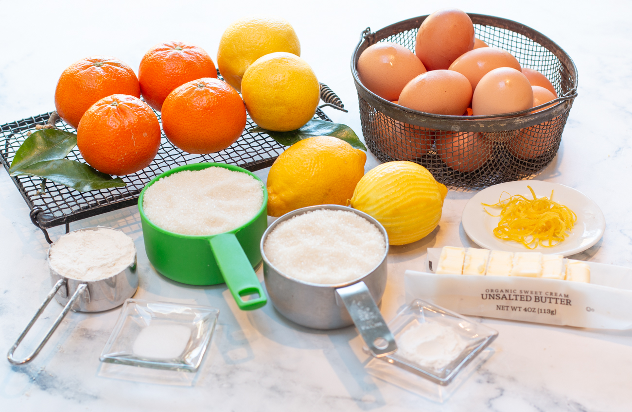 Ingredients for Karen's Lucious Orange-Lemon Bars 