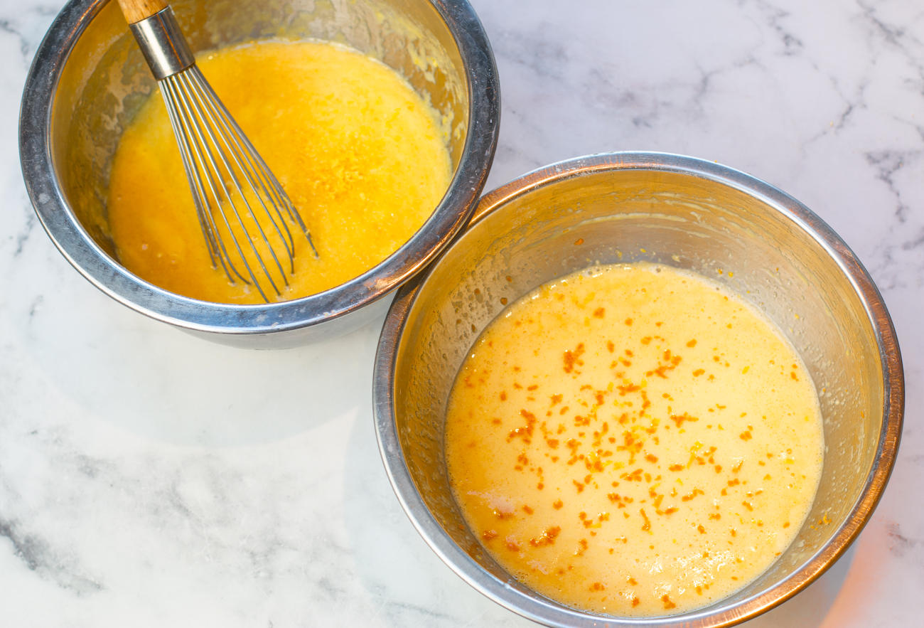 Whisking the Orange and Lemon Fillings 