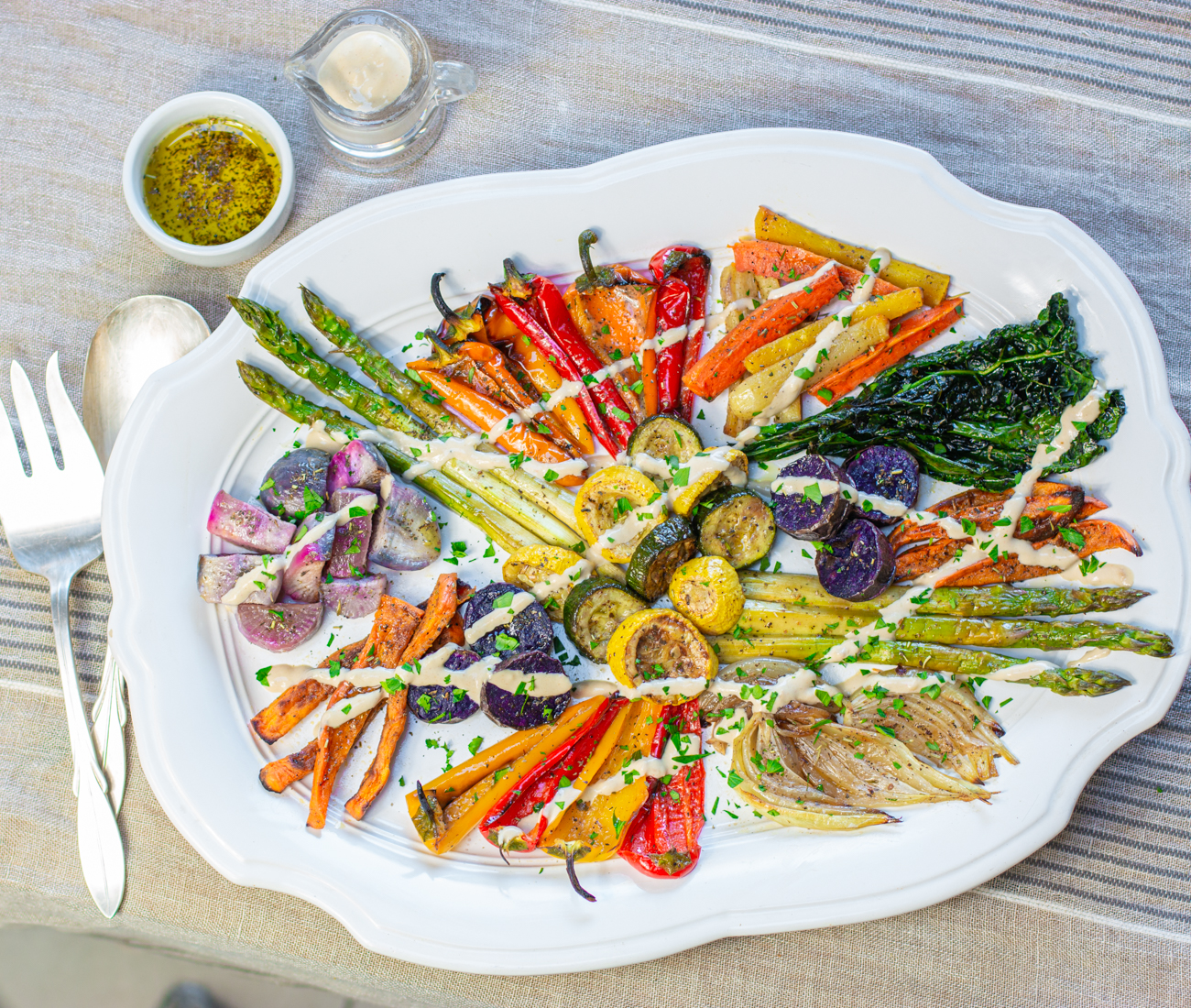 Karen's Roasted Vegetables with Tahini-Garlic Drizzle