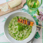 Karen's Pea & Coconut Risotto (with a Salmon Kebab)