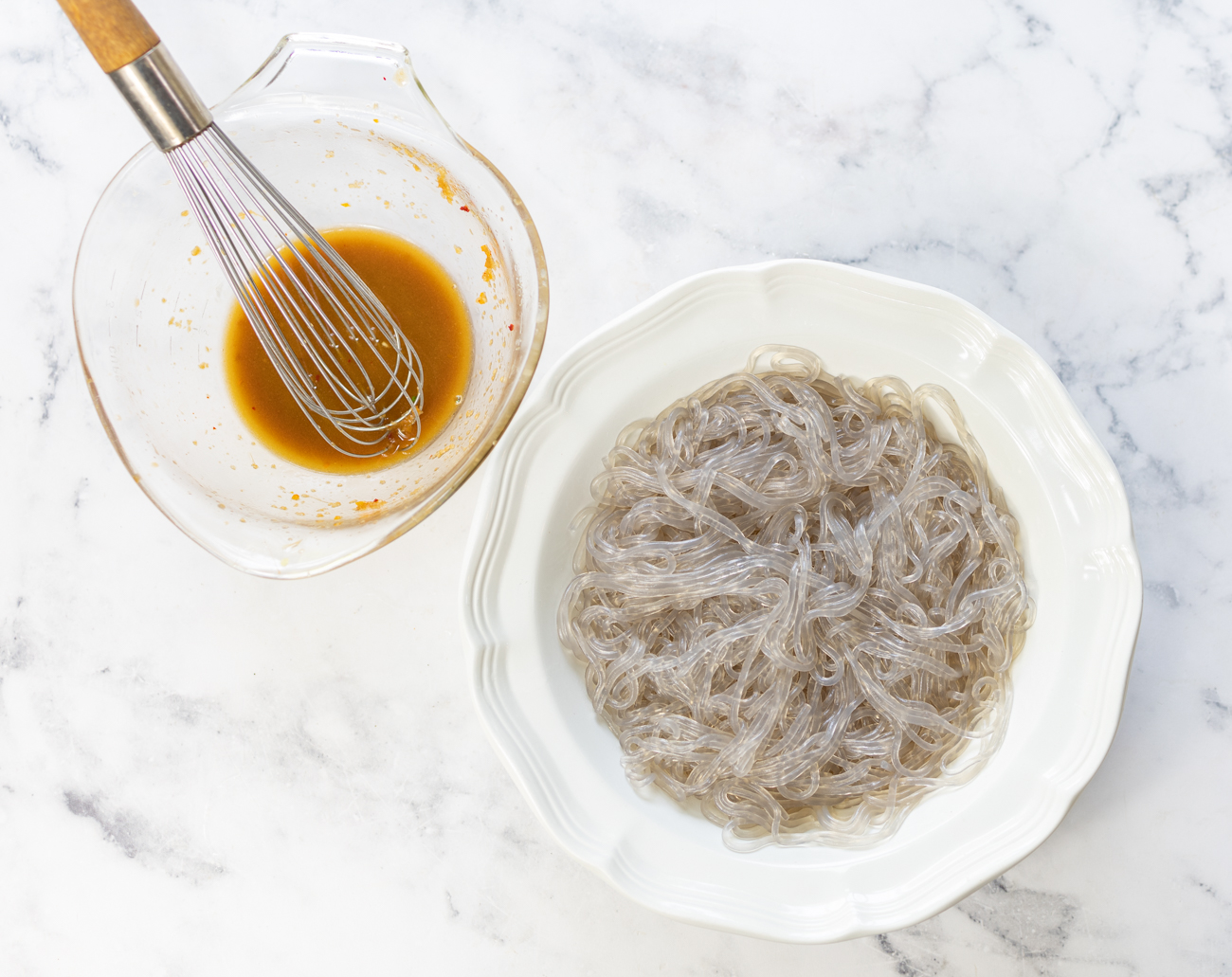 Easy Gingery Dressing + Cooked Glass Noodles