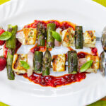 Grilled Halloumi Skewers with Strawberry-Balsamic Sauce