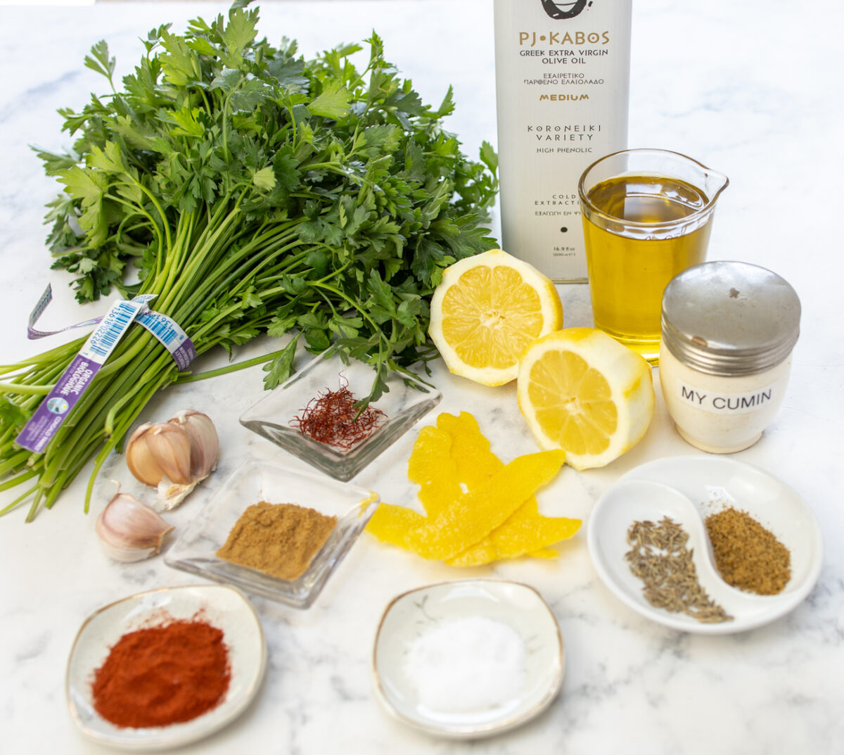 Ingredients for: Karen's Blender Chermoula Sauce and What To Do With It
