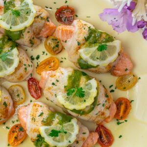 Karen's Sole Wrapped Sole with Chermoula Sauce