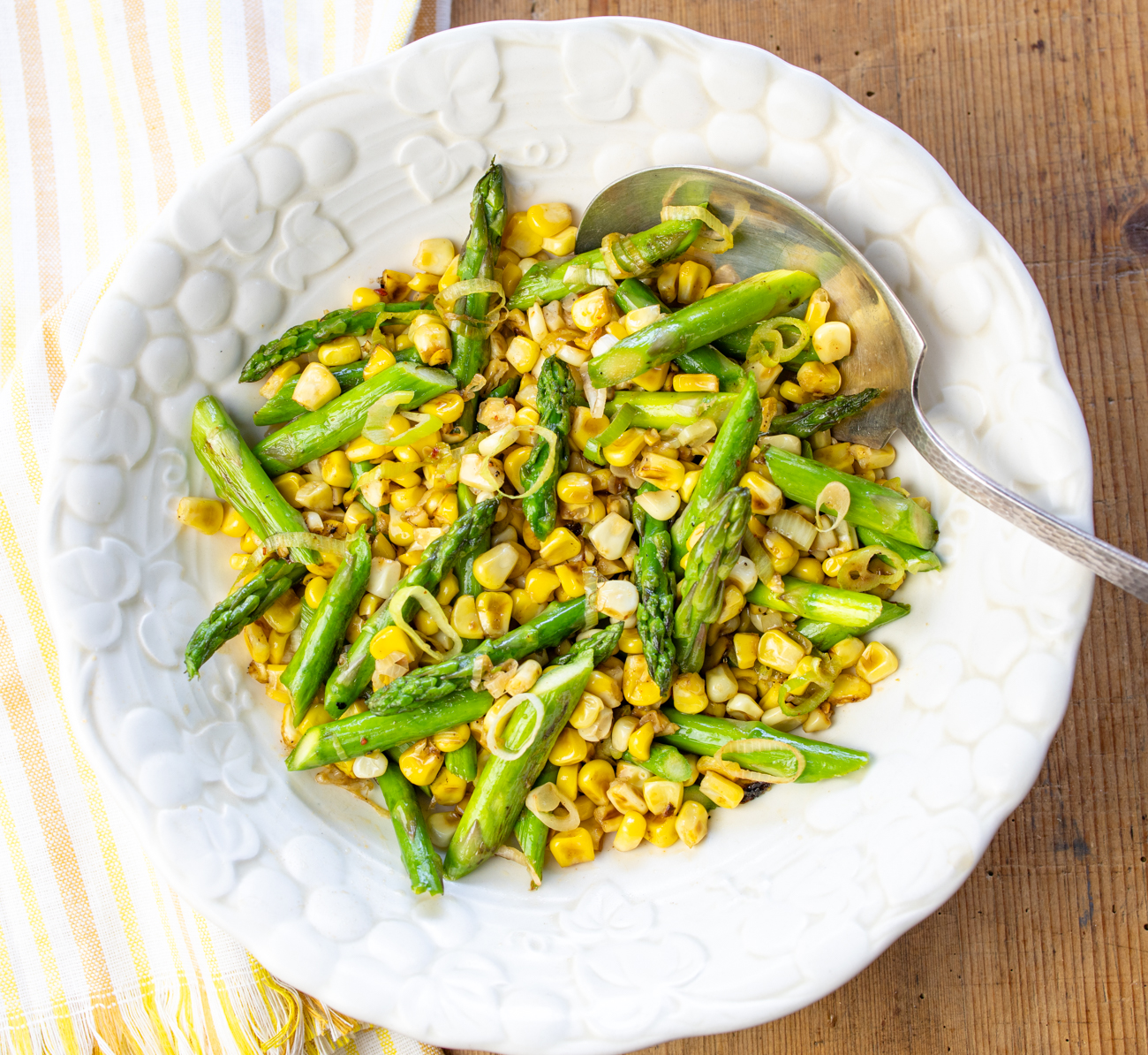 Quick Sauté ~ Asparagus, Corn & Leeks - A Zest for Life