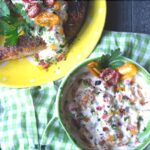 Modern Creole Tartar Sauce with Roasted Tomatoes over Grilled Salmon