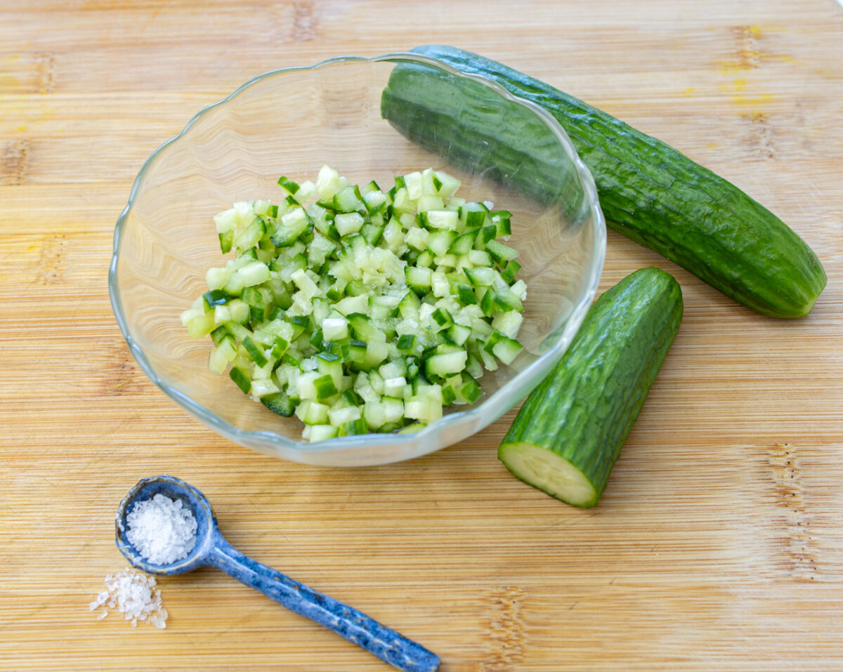 Salted Cucumbers to be added to the dip