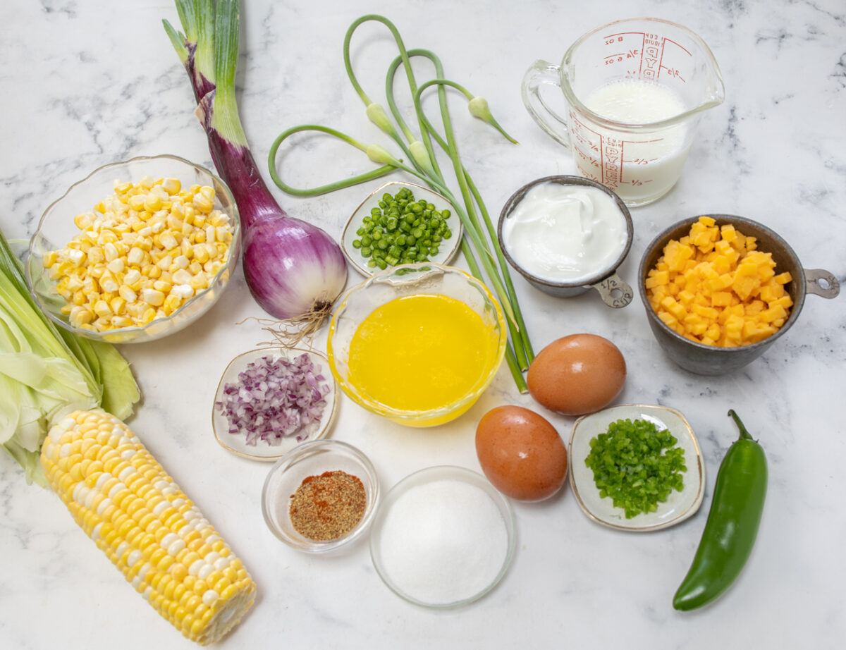 Ingredients for: Savory Spiced Cornbread Muffins with Fresh Corn Topping