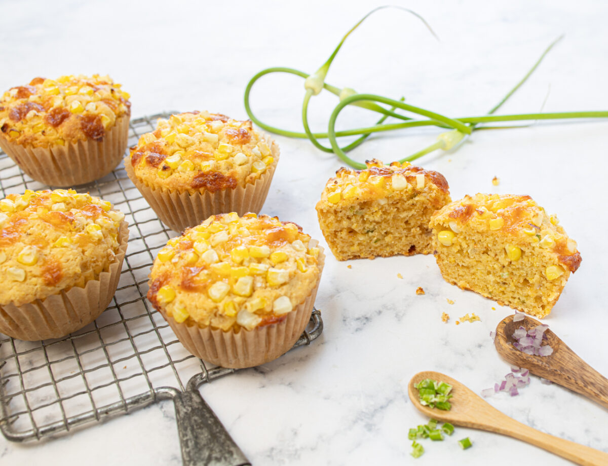 Savory Spiced Cornbread Muffins with Fresh Corn Topping