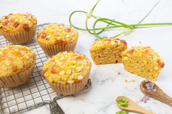 Savory Spiced Cornbread Muffins with Fresh Corn Topping
