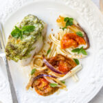 Pesto Roasted Hake with Heirloom Tomatoes
