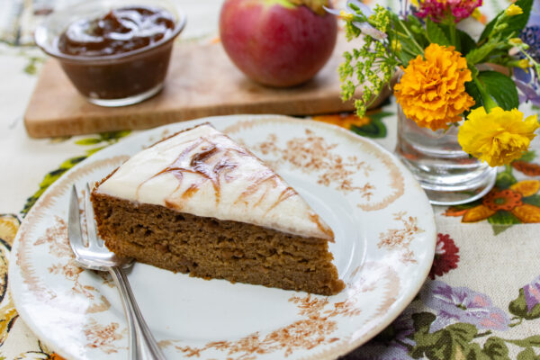Moist Honey Apple Butter Cake with Dreamy Glaze - It's Gluten Free