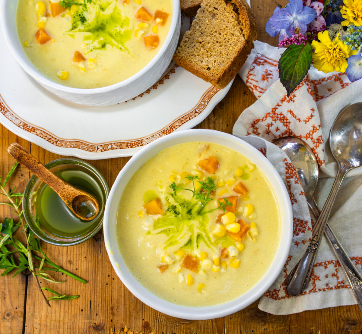 Easy Corn Chowder with Butternut Squash - No Cream