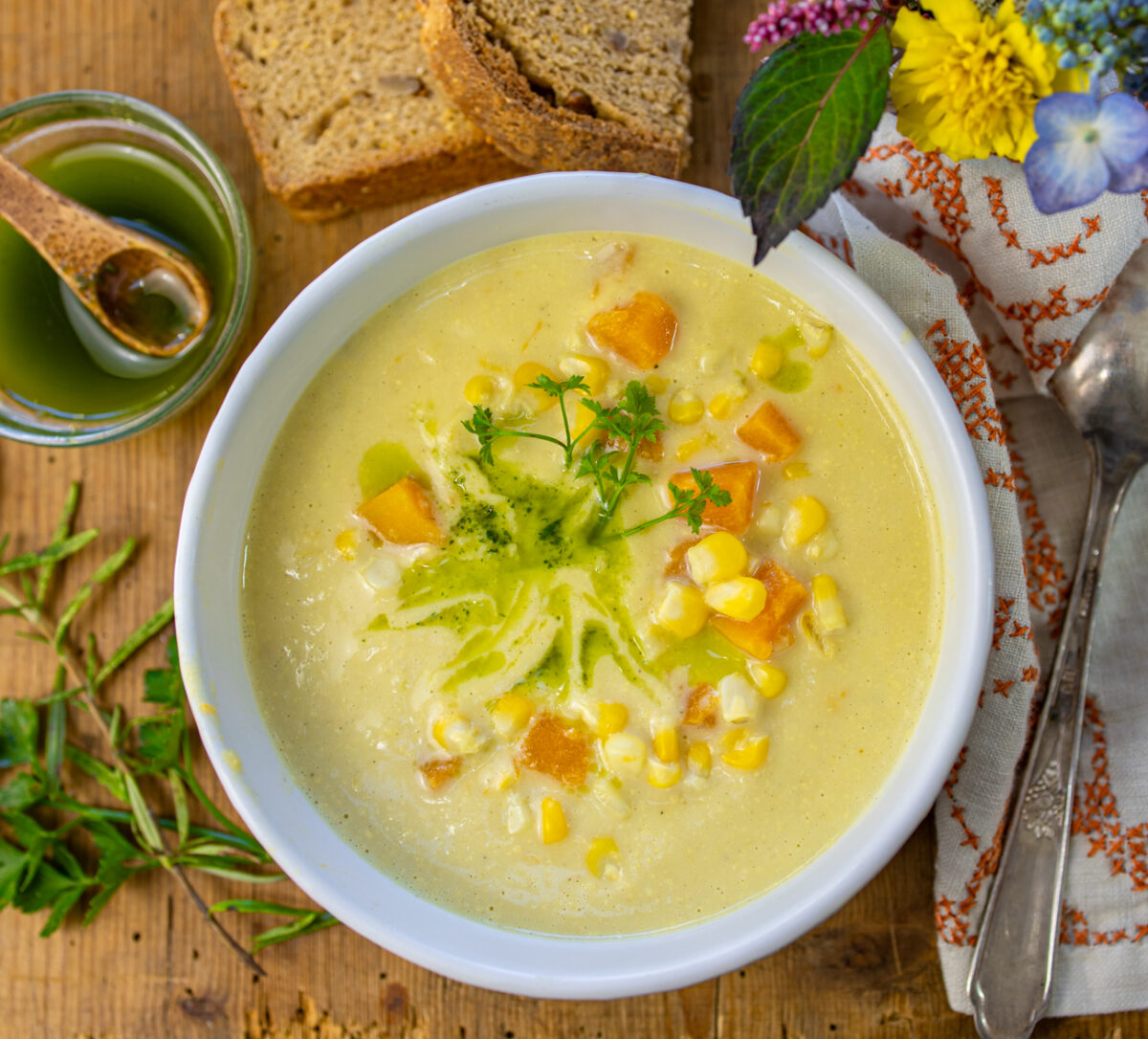Easy Corn Chowder with Butternut Squash - No Cream