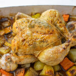 Herb Roasted Chicken with Vegetables and Two Heads of Garlic