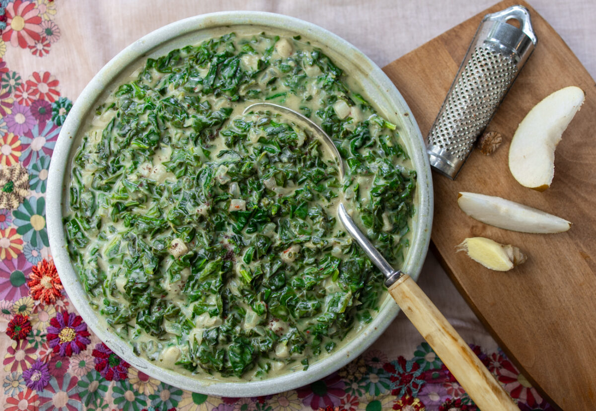 Creamed Spinach with Asian Flair - and it is Vegan!