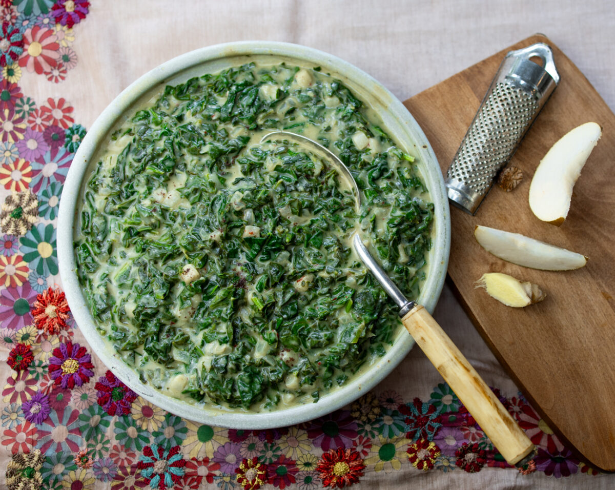 Creamed Spinach with Asian Flair - and it is Vegan!