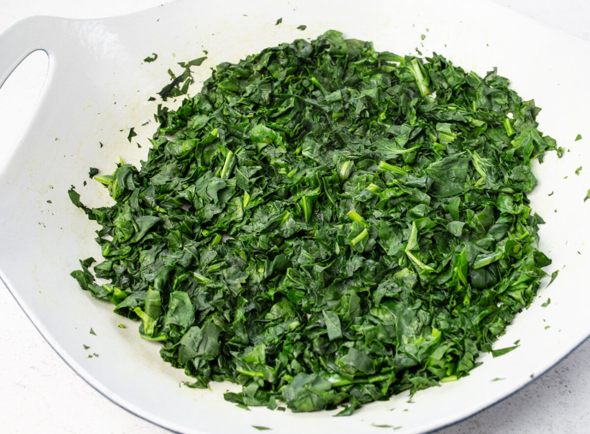 Cook spinach until it just wilts and the color pops. IMPORTANT - squeeze dry very well