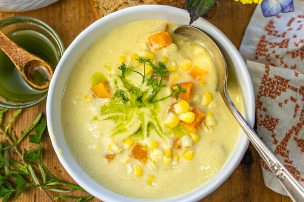 Easy Corn Chowder with Butternut Squash - No Cream