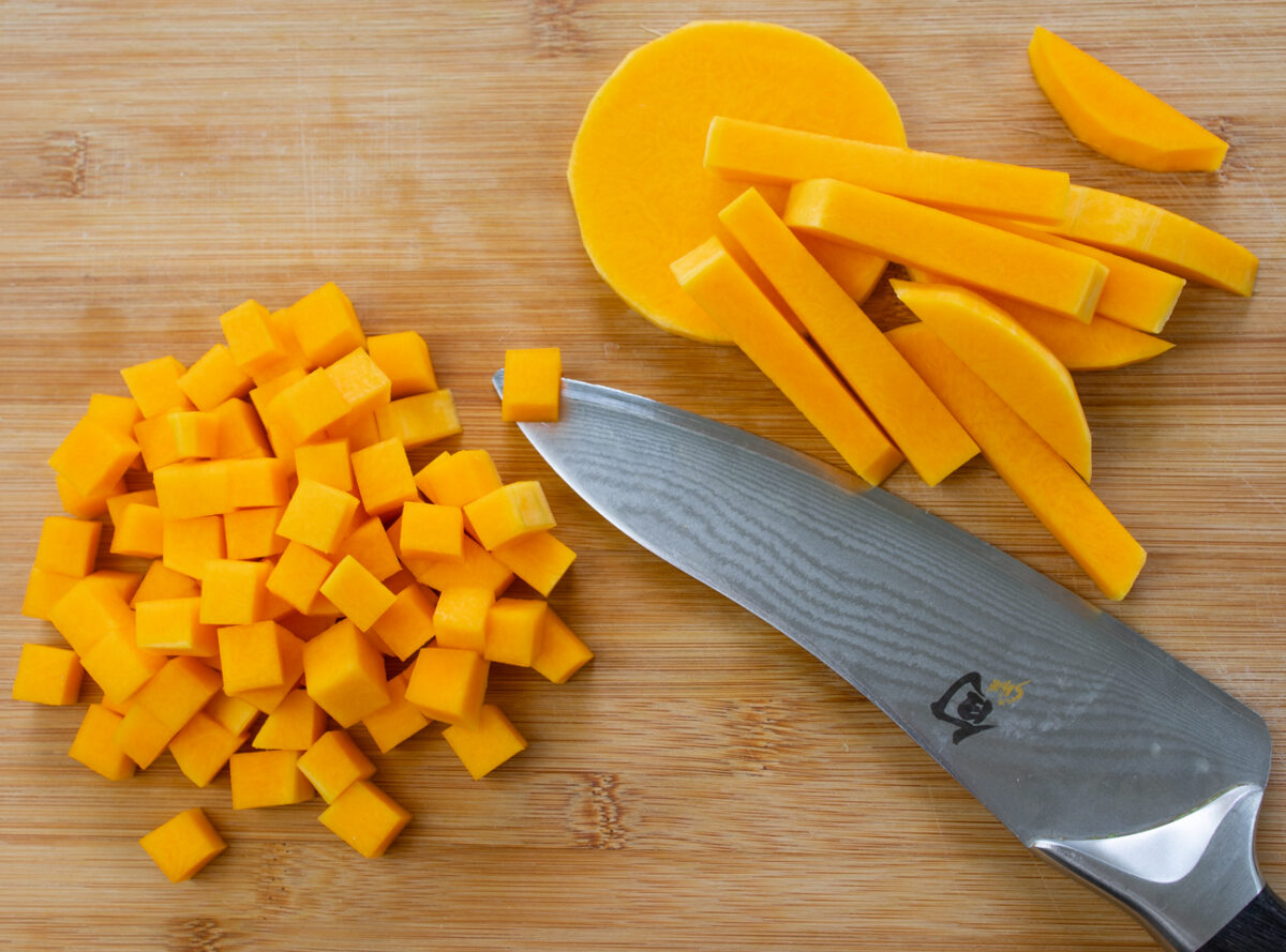 How to cube the butternut squash 