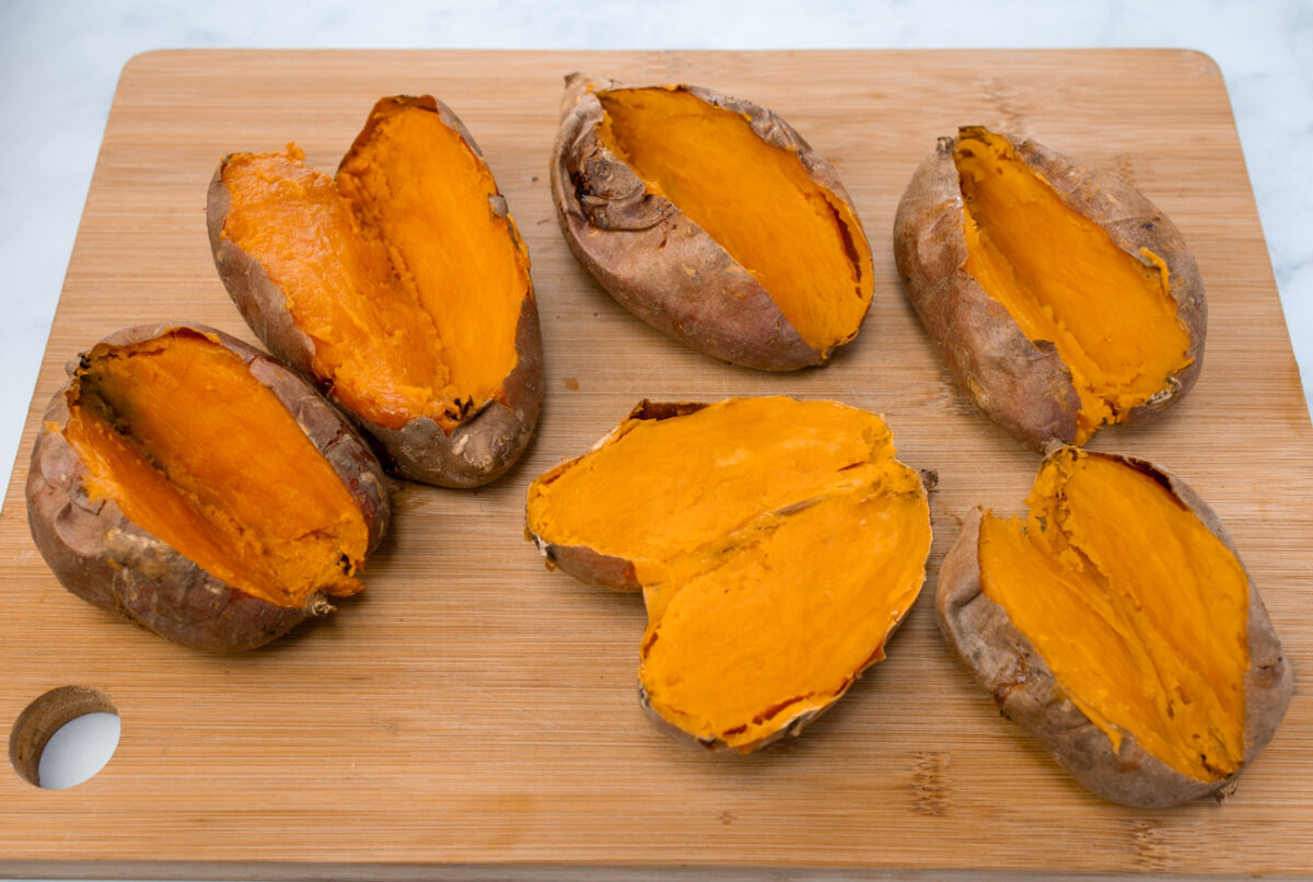 Baking the sweet potatoes