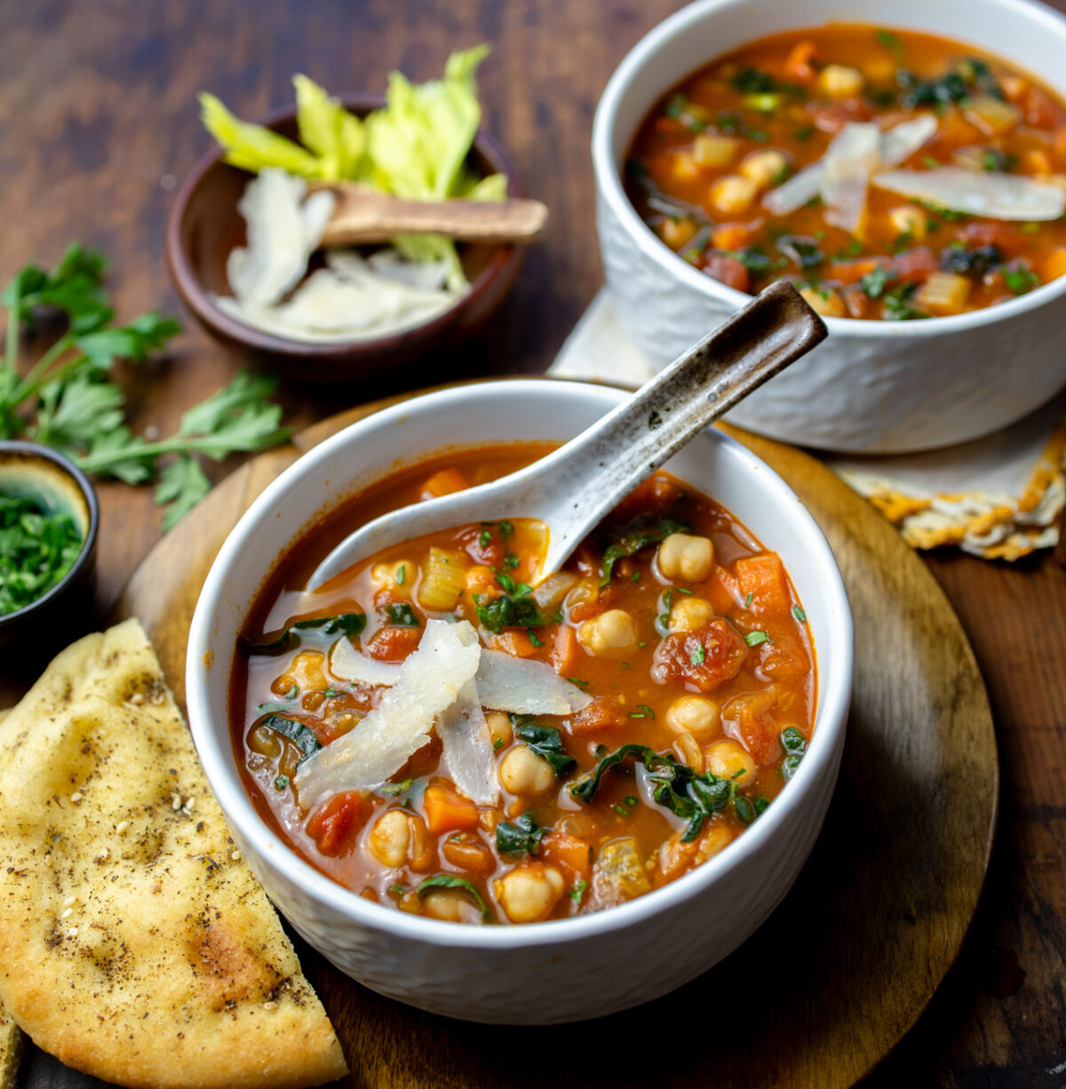 Middle Eastern Comforting Chickpea Soup with Falafel Seasonings