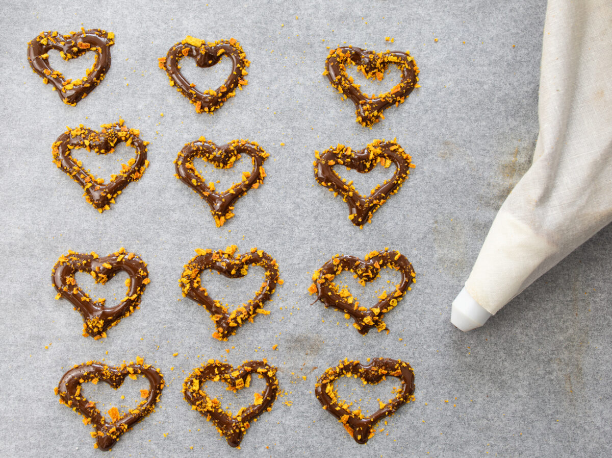Chocolate Open Heart Decoration with Dried Orange Rind