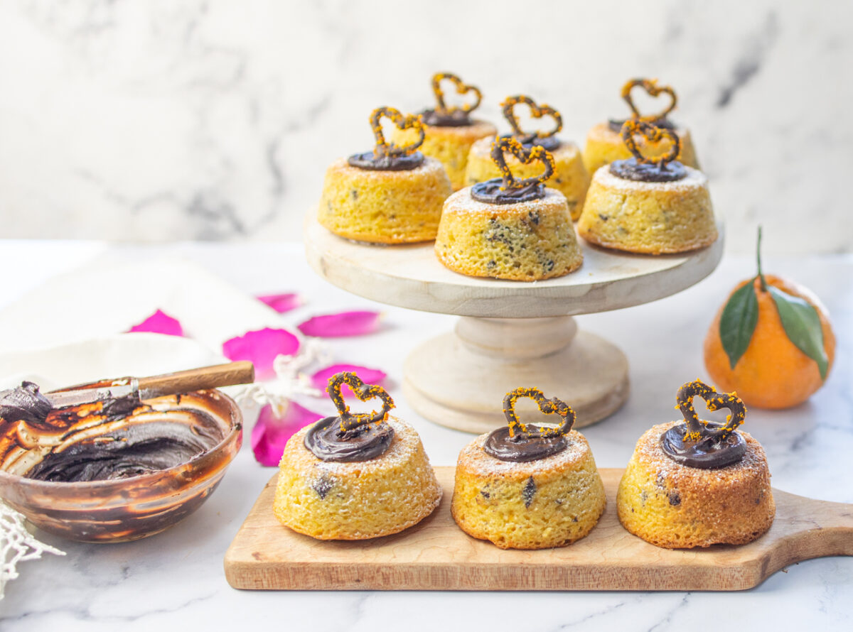 Individual Orange-Olive Oil Chocolate Chunk Cakes-Gluten Free