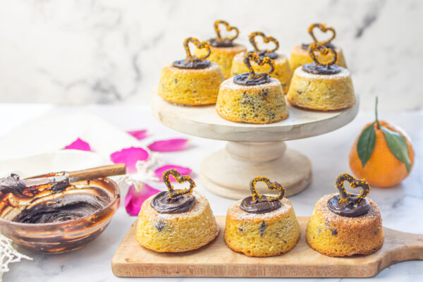 Individual Orange-Olive Oil Chocolate Chunk Cakes-Gluten Free