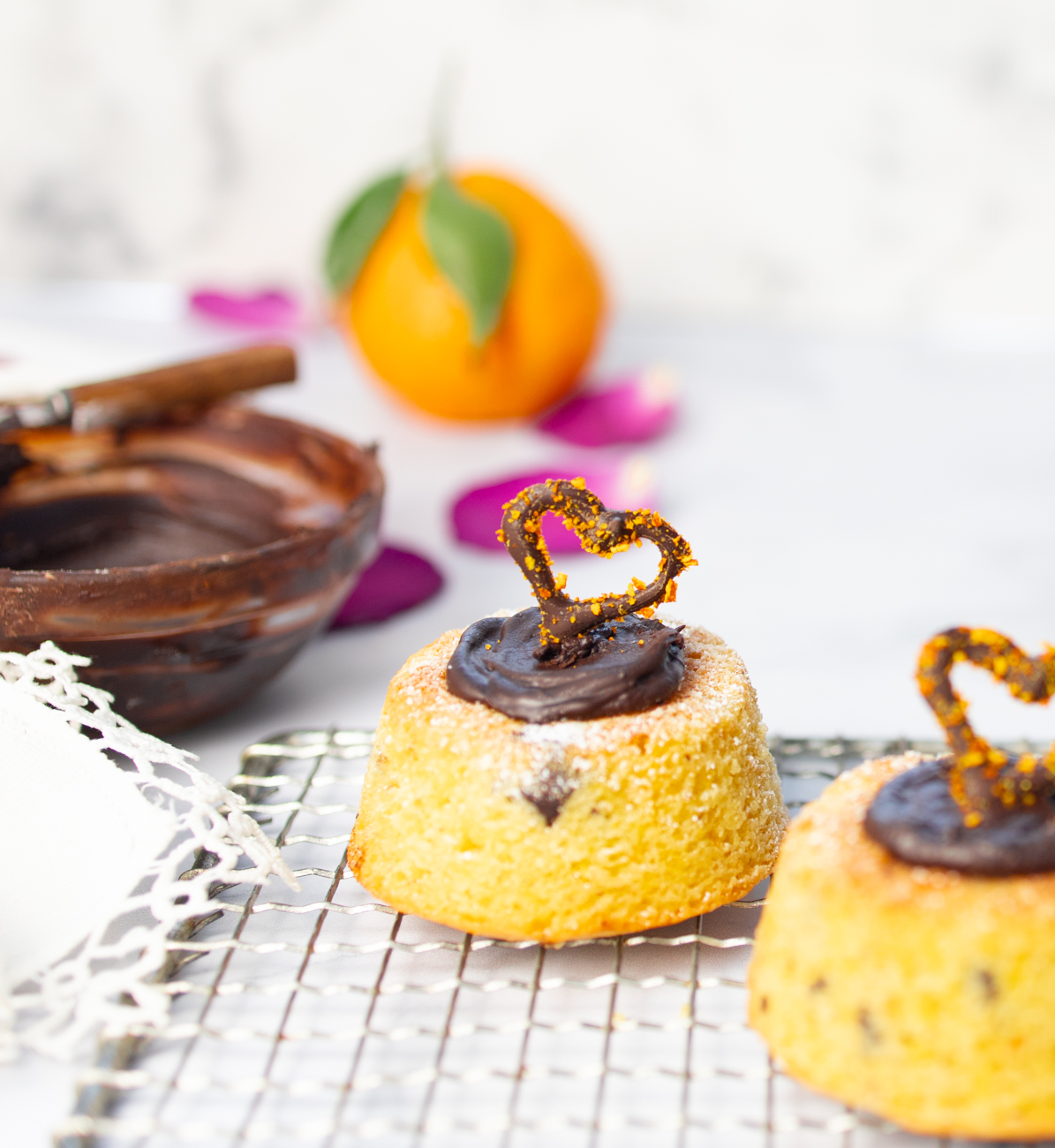 Individual Orange-Olive Oil Chocolate Chunk Cakes Gluten Free
