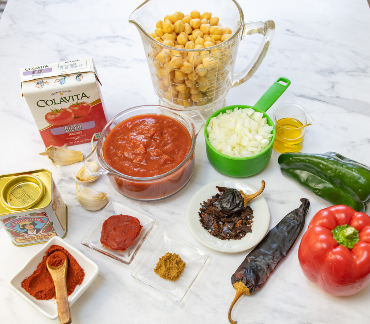 Ingredients for Karen's Spanish Style Chickpea "Baked Beans"