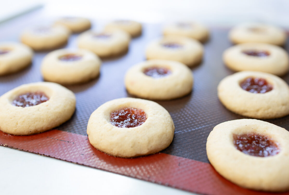 Jam Cookies with Homemade Rhubarb Jam