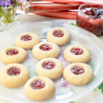 Buttery Almond Thumbprint Cookies with Rhubarb Jam