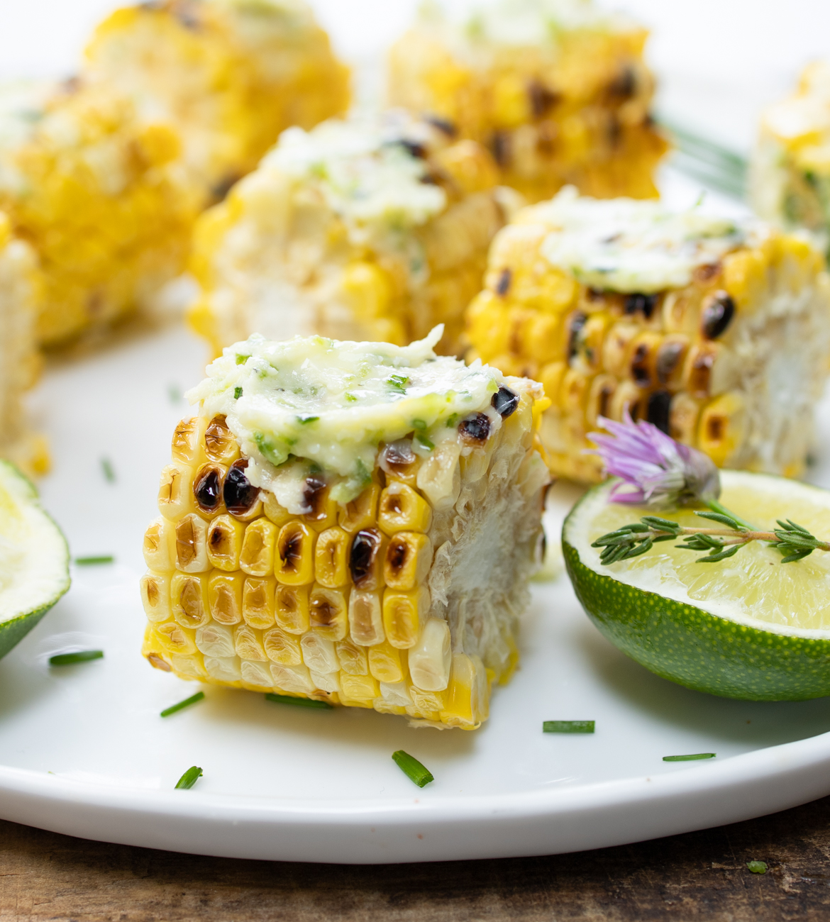 Grilled Corn on the BBQ with Herbal Jalapeño-Lime-Cheddar