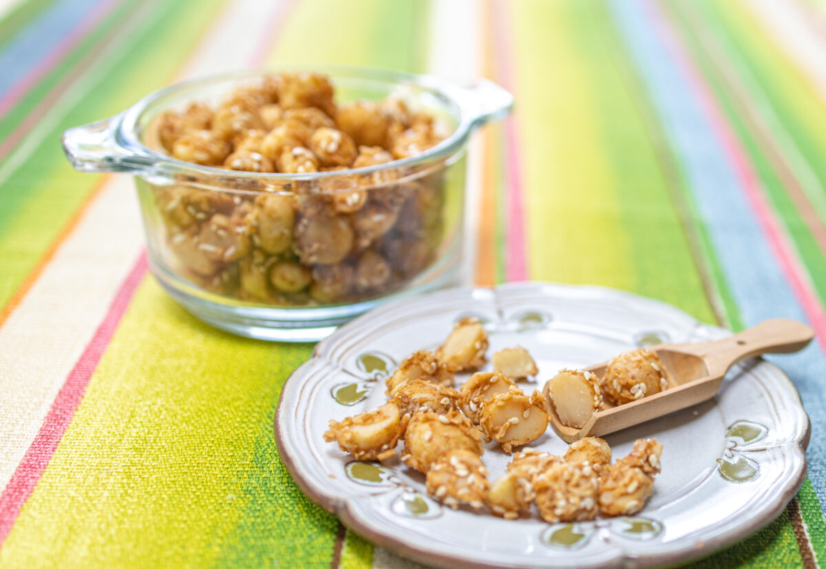 Serving the Hawaiian Coconut Toasted Macadamia Party Nuts