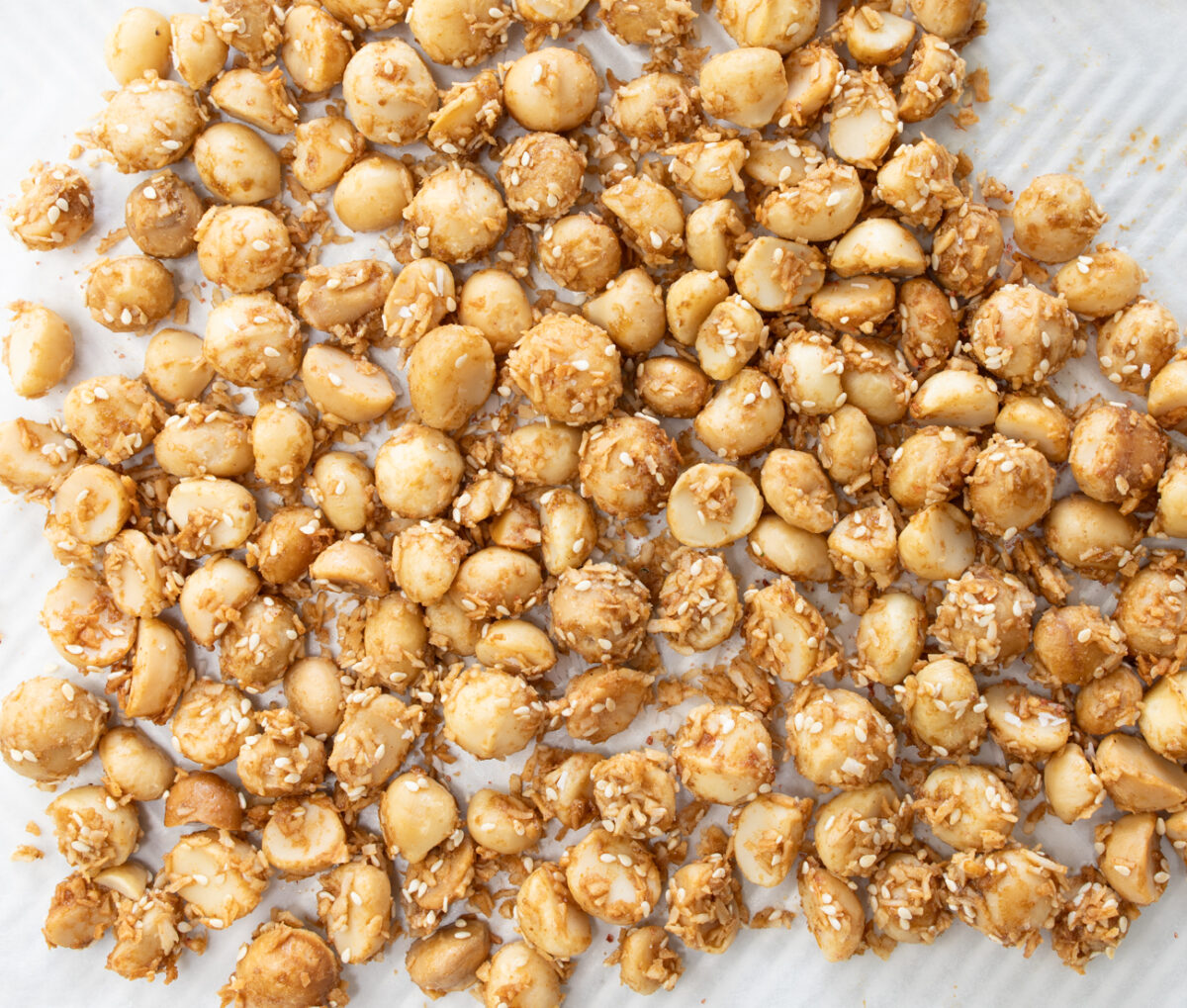 Out oven the oven, the Hawaiian Coconut Toasted Macadamia Party Nuts
