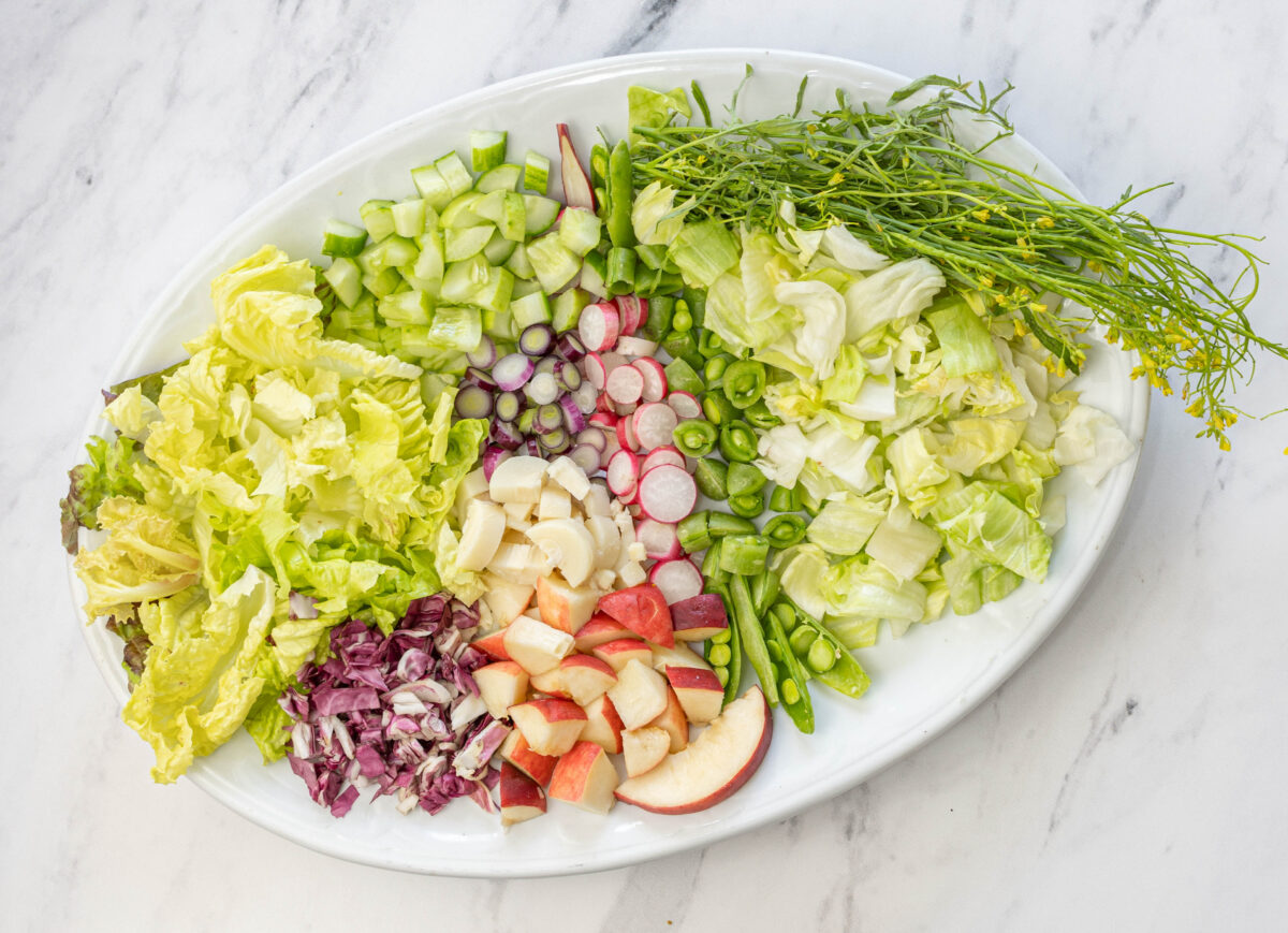 Ingredients for Sensational Summer Peach & Veggie Chopped Salad