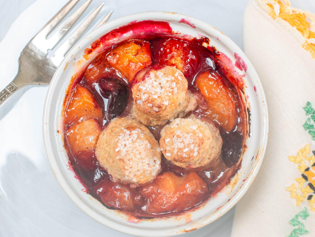 Apricot – Cherry Cobbler with Cinnamon Biscuits