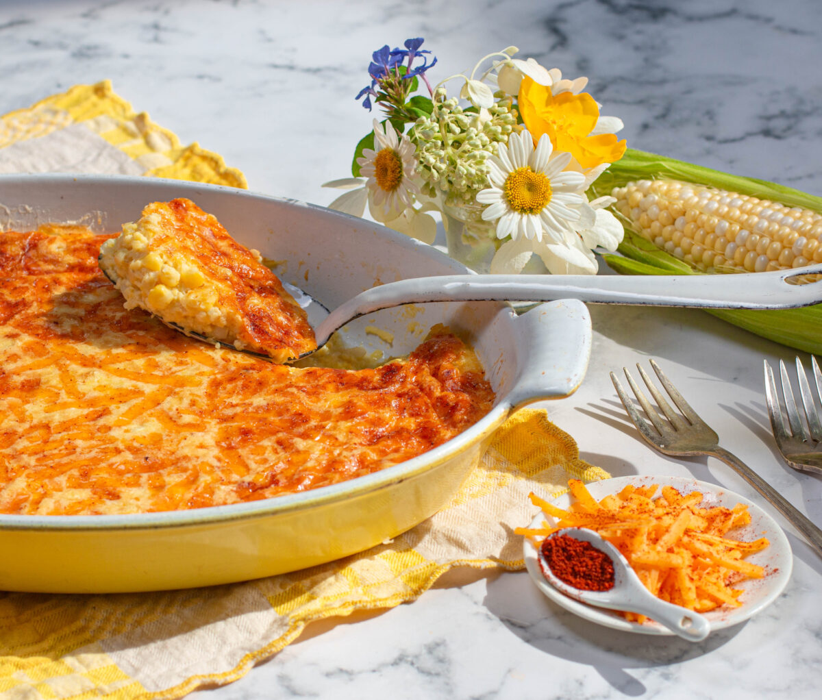 Corn Pudding with Cheddar and Chipotle Crust